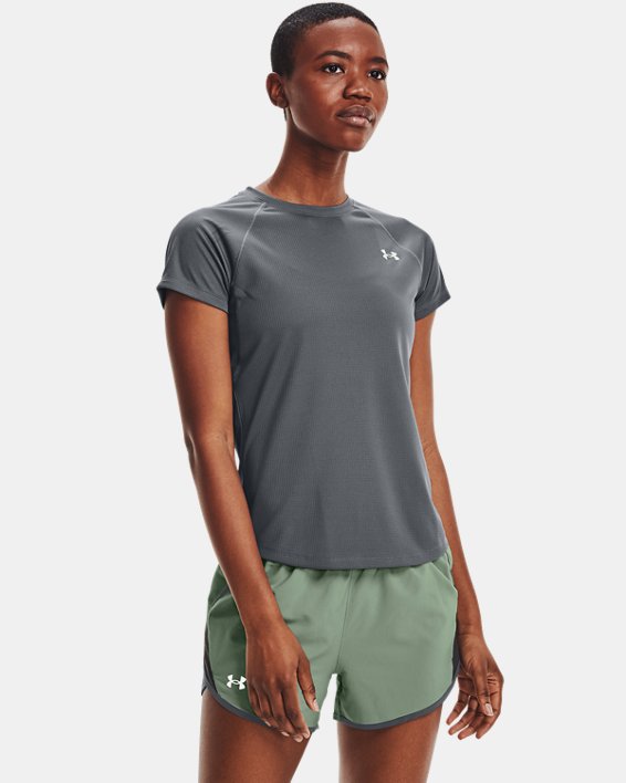 T-shirt à manches courtes UA Speed Stride pour femme, Gray, pdpMainDesktop image number 1